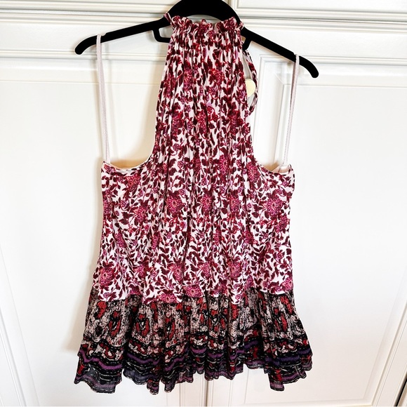 Free People Women’s Lyla Mini Dress Boho Halter Style Ruffle Tiered Size Large - Picture 4 of 12